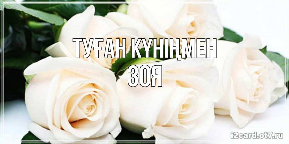 Күн сайын ашық хат с именем, Зоя Туған күніңмен открытка с красивыми белыми розами для родных Онлайн тегін жүктеп алу тілектері бар керемет карта 
