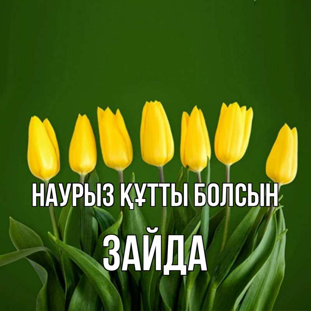 Күн сайын ашық хат с именем, ЗАЙДА Наурыз құтты болсын желтого цвета 3 Онлайн тегін жүктеп алу тілектері бар керемет карта 