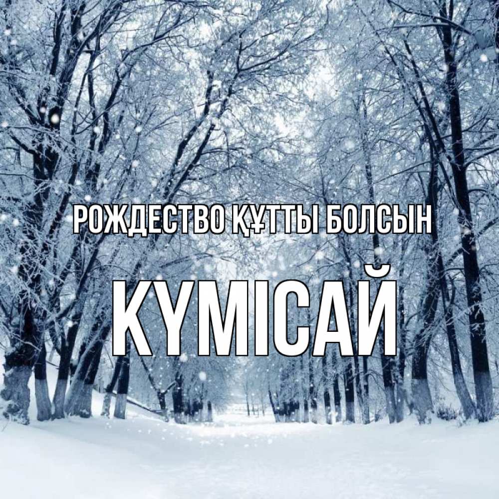 Күн сайын ашық хат с именем, КҮМІСАЙ Рождество құтты болсын снег, лес, парк Онлайн тегін жүктеп алу тілектері бар керемет карта 