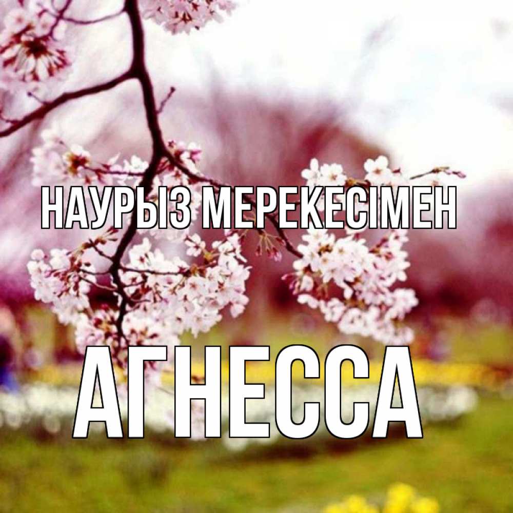 Күн сайын ашық хат с именем, Агнесса Наурыз мерекесімен яблоня Онлайн тегін жүктеп алу тілектері бар керемет карта 