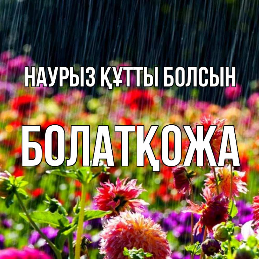 Күн сайын ашық хат с именем, Болатқожа Наурыз құтты болсын цветы под дождиком к наурызу Онлайн тегін жүктеп алу тілектері бар керемет карта 