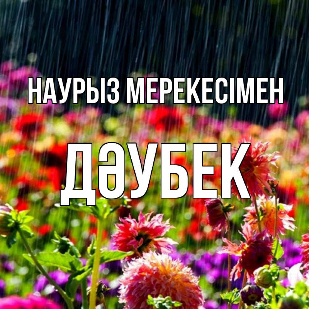 Күн сайын ашық хат с именем, Дәубек Наурыз мерекесімен цветы под дождиком к международному женскому дню Онлайн тегін жүктеп алу тілектері бар керемет карта 