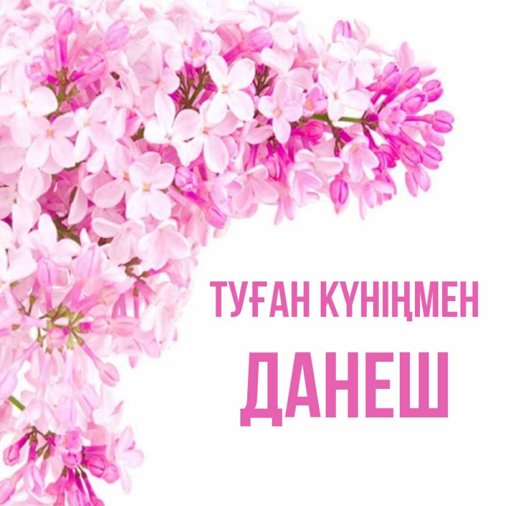 Күн сайын ашық хат с именем, ДАНЕШ Туған күніңмен Сирень на белом фоне Онлайн тегін жүктеп алу тілектері бар керемет карта 