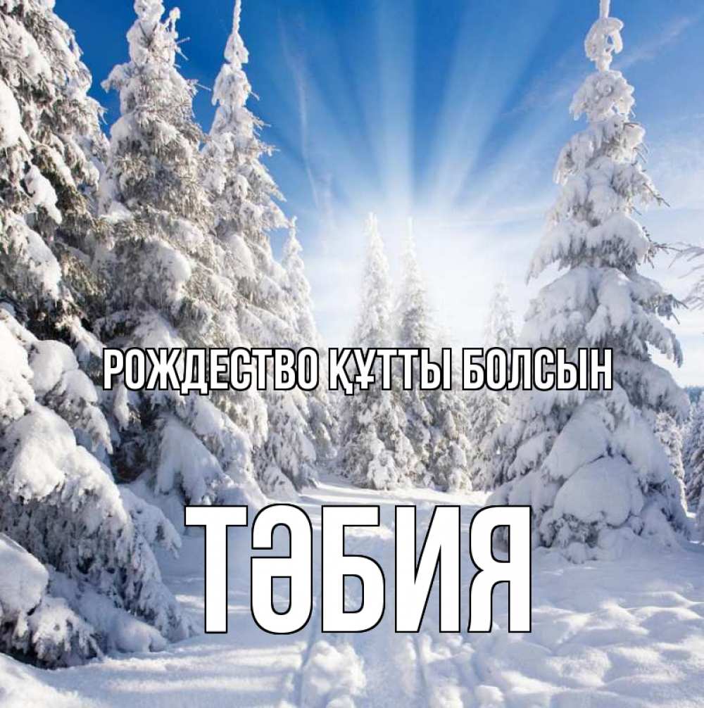 Күн сайын ашық хат с именем, ТӘБИЯ Рождество құтты болсын зима, лес Онлайн тегін жүктеп алу тілектері бар керемет карта 