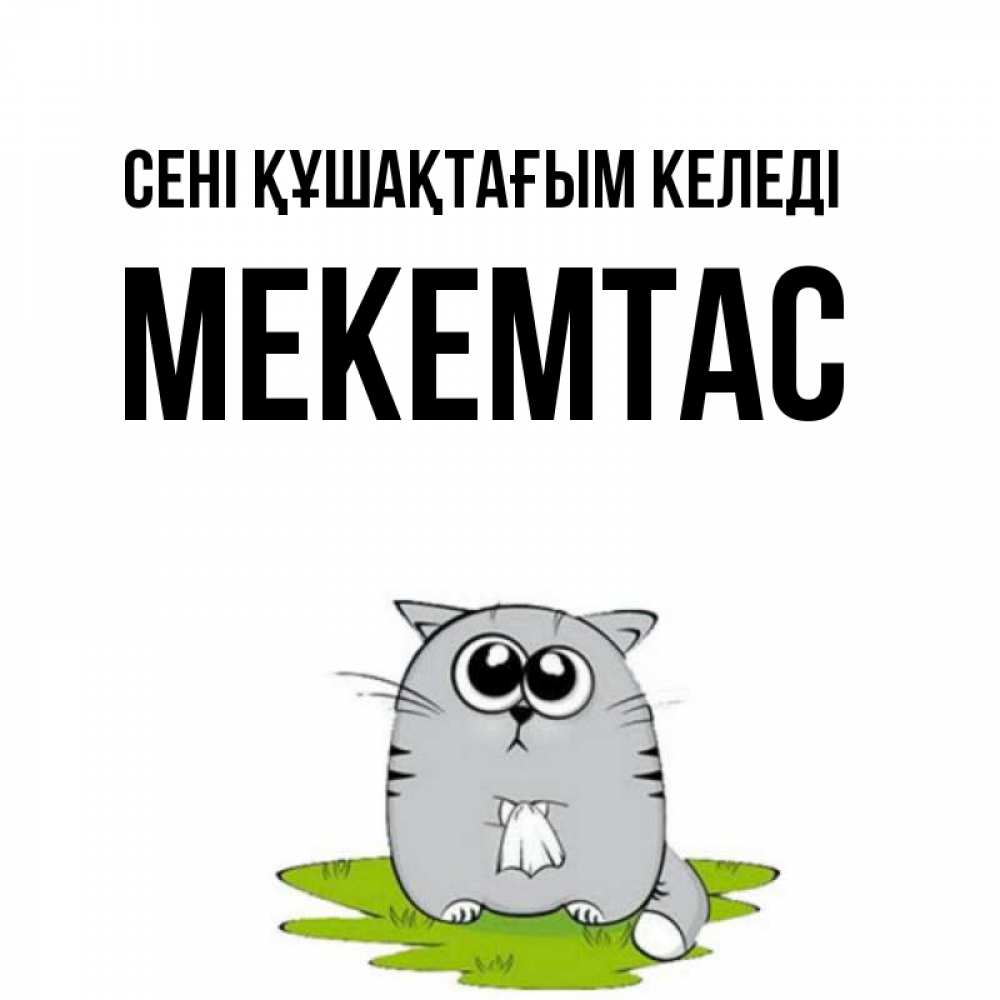 Күн сайын ашық хат с именем, МЕКЕМТАС сені құшақтағым келеді котик теребит платочек сидя на травке Онлайн тегін жүктеп алу тілектері бар керемет карта 