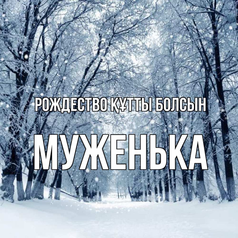 Күн сайын ашық хат с именем, Муженька Рождество құтты болсын снег, лес, парк Онлайн тегін жүктеп алу тілектері бар керемет карта 