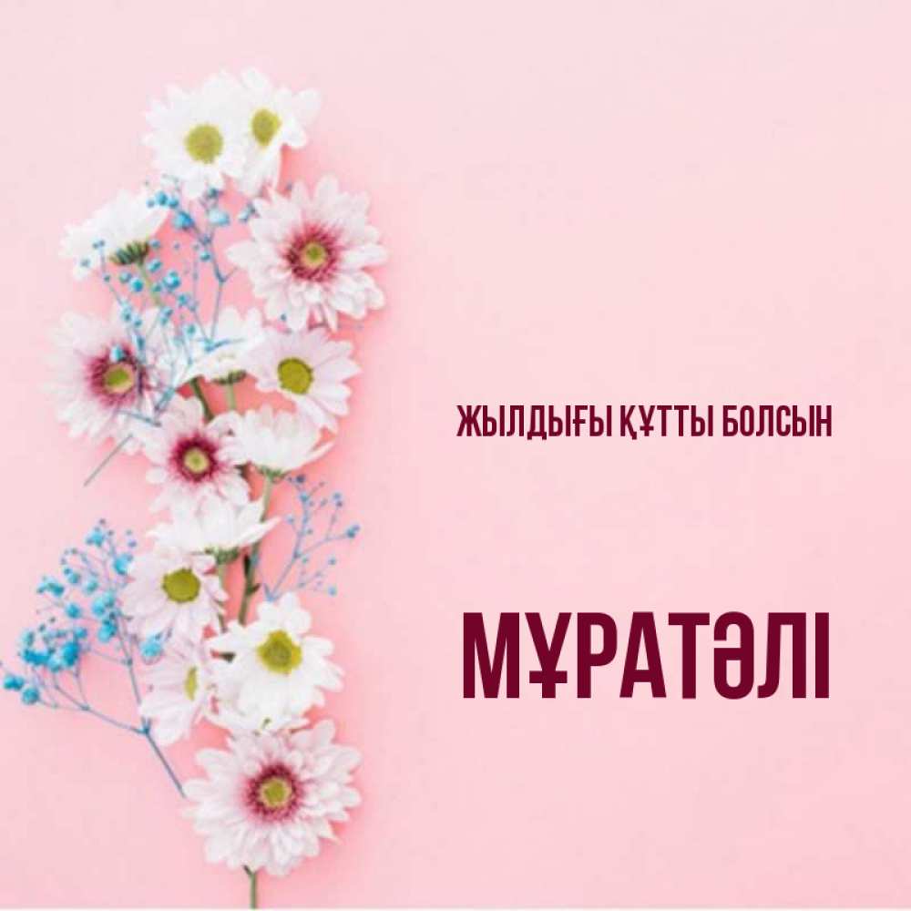 Күн сайын ашық хат с именем, Мұратәлі Жылдығы құтты болсын Родная моя с днем рождения тебя картинка с цветами белыми и голубыми Онлайн тегін жүктеп алу тілектері бар керемет карта 