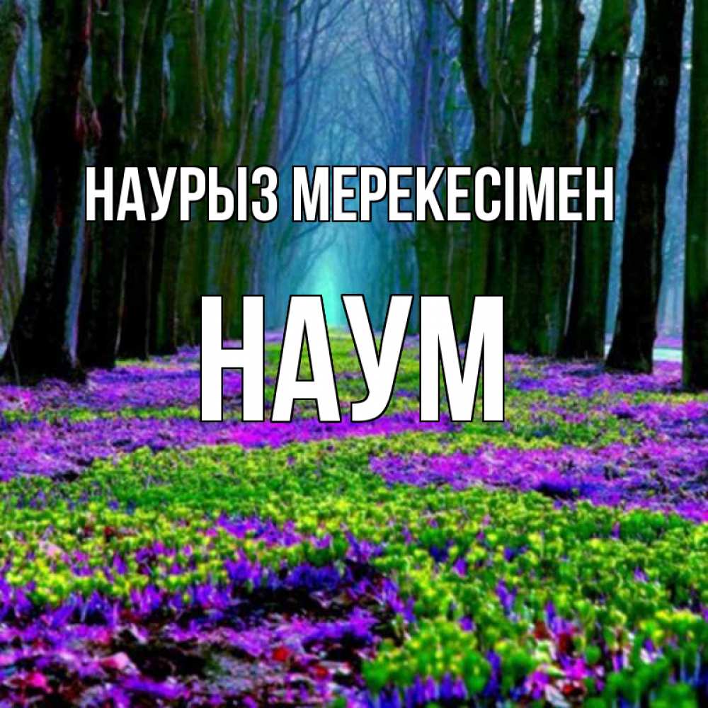 Күн сайын ашық хат с именем, Наум Наурыз мерекесімен фиолетовые цветы в лесу 1 Онлайн тегін жүктеп алу тілектері бар керемет карта 
