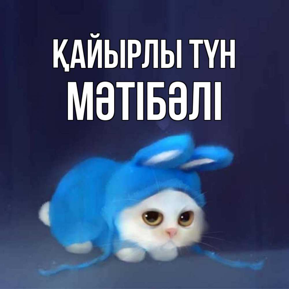 Күн сайын ашық хат с именем, МӘТІБӘЛІ Қайырлы түн кот в голубом костюме кролика с ушками Онлайн тегін жүктеп алу тілектері бар керемет карта 