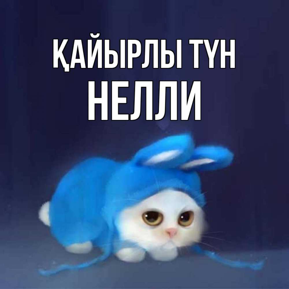 Күн сайын ашық хат с именем, Нелли Қайырлы түн кот в голубом костюме кролика с ушками Онлайн тегін жүктеп алу тілектері бар керемет карта 