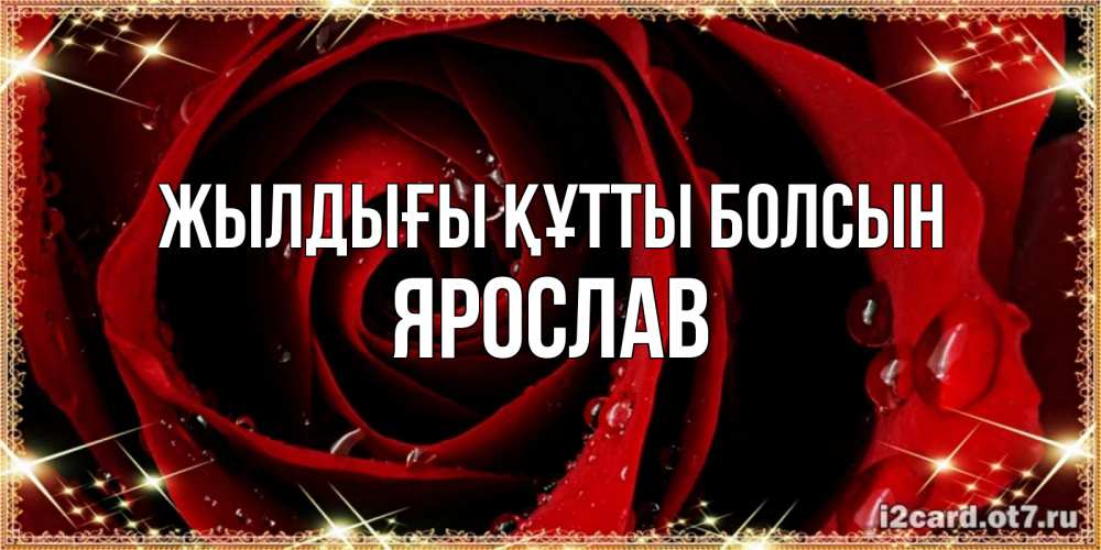 Күн сайын ашық хат с именем, Ярослав Жылдығы құтты болсын цветок в росе на день рождения Онлайн тегін жүктеп алу тілектері бар керемет карта 