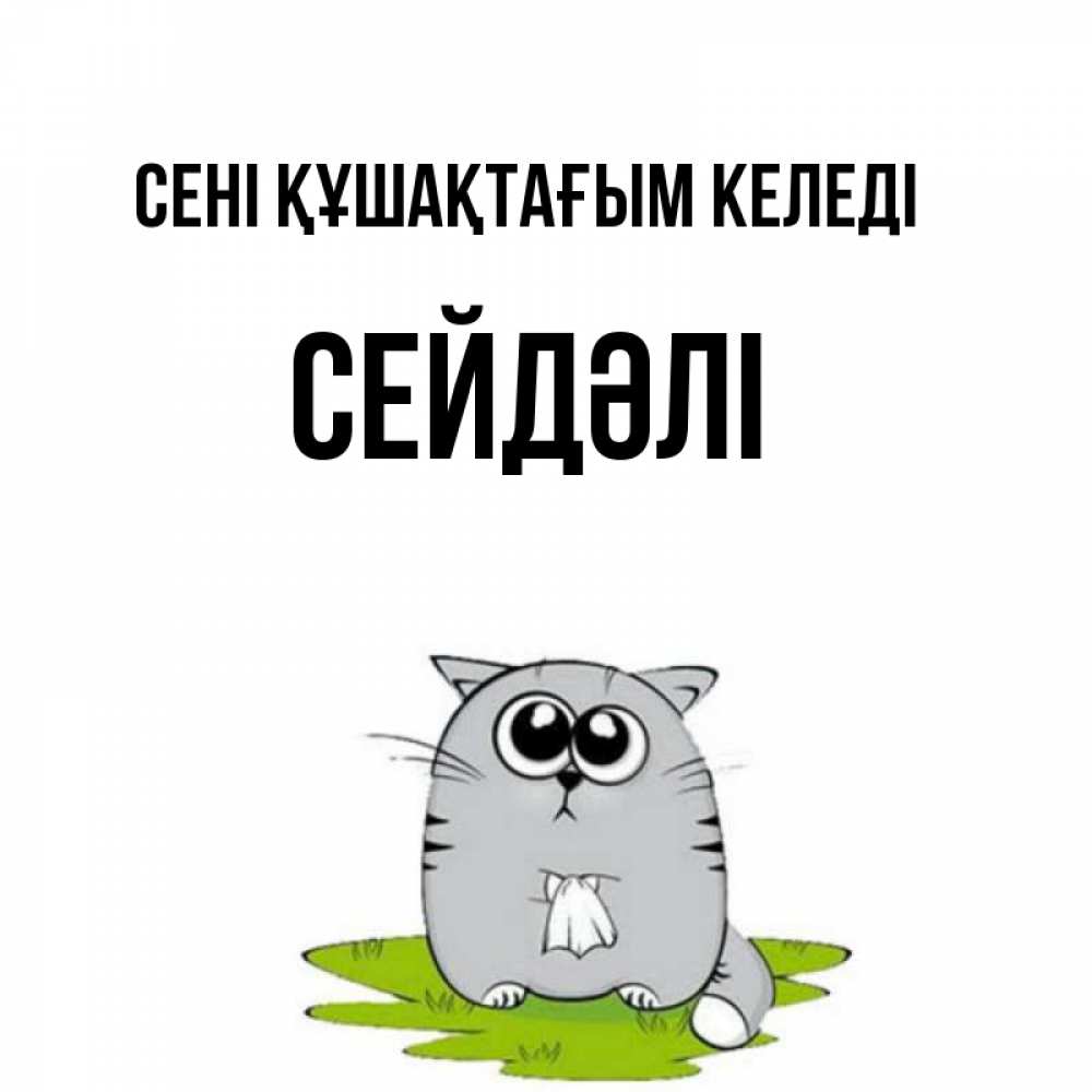 Күн сайын ашық хат с именем, СЕЙДӘЛІ сені құшақтағым келеді котик теребит платочек сидя на травке Онлайн тегін жүктеп алу тілектері бар керемет карта 