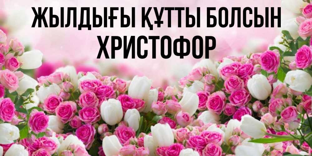 Күн сайын ашық хат с именем, Христофор Жылдығы құтты болсын открытка с разными розами Онлайн тегін жүктеп алу тілектері бар керемет карта 