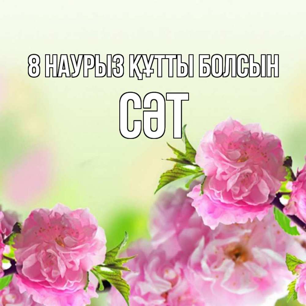 Күн сайын ашық хат с именем, СӘТ 8 наурыз құтты болсын цветы Онлайн тегін жүктеп алу тілектері бар керемет карта 