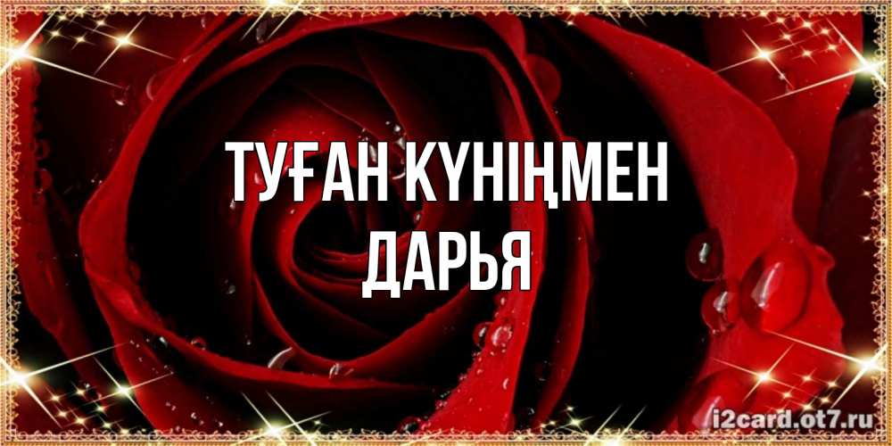 Күн сайын ашық хат с именем, Дарья Туған күніңмен цветок в росе на день рождения Онлайн тегін жүктеп алу тілектері бар керемет карта 