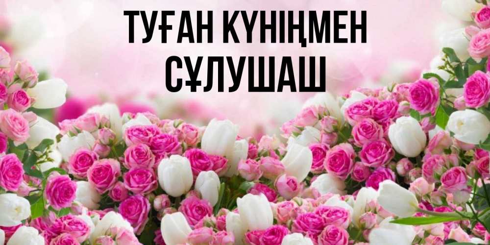 Күн сайын ашық хат с именем, СҰЛУШАШ Туған күніңмен открытка с разными розами Онлайн тегін жүктеп алу тілектері бар керемет карта 