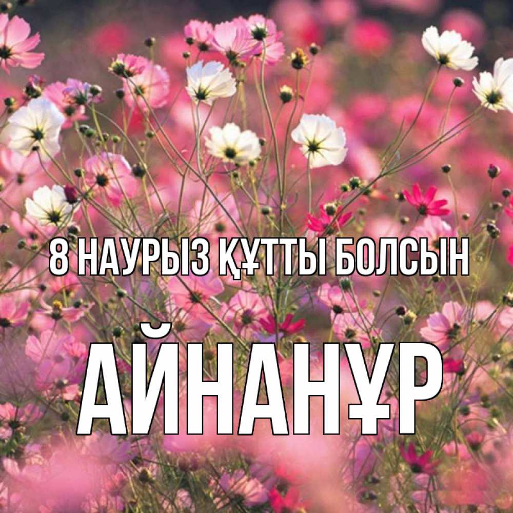 Күн сайын ашық хат с именем, Айнанұр 8 наурыз құтты болсын красиво 1 Онлайн тегін жүктеп алу тілектері бар керемет карта 