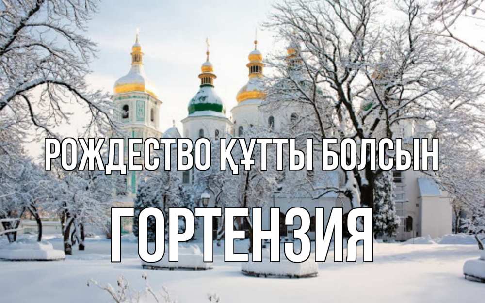 Күн сайын ашық хат с именем, Гортензия Рождество құтты болсын зима, церковь Онлайн тегін жүктеп алу тілектері бар керемет карта 