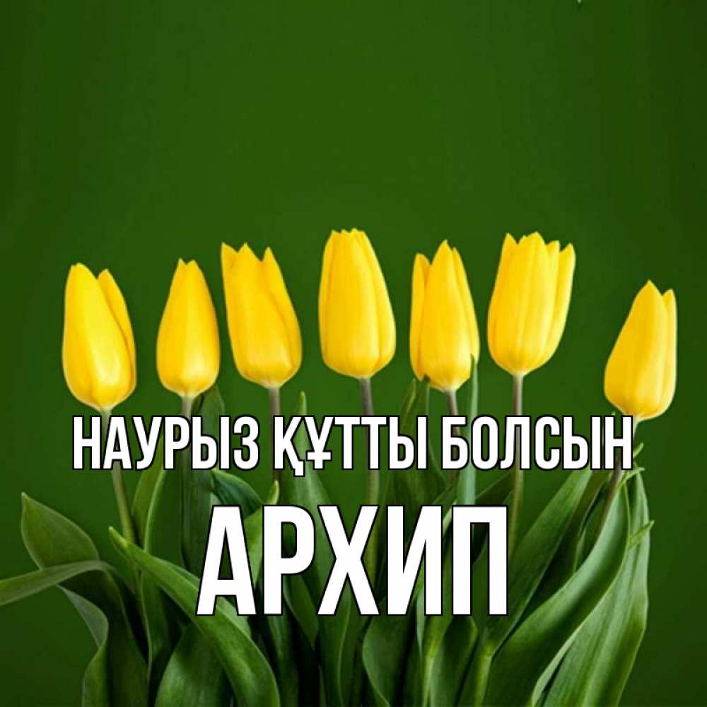Күн сайын ашық хат с именем, Архип Наурыз құтты болсын желтого цвета 3 Онлайн тегін жүктеп алу тілектері бар керемет карта 