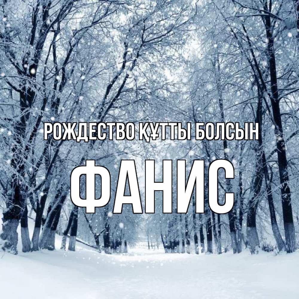 Күн сайын ашық хат с именем, Фанис Рождество құтты болсын снег, лес, парк Онлайн тегін жүктеп алу тілектері бар керемет карта 