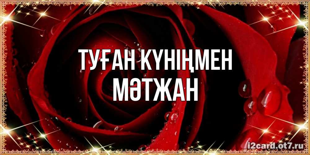 Күн сайын ашық хат с именем, МӘТЖАН Туған күніңмен цветок в росе на день рождения Онлайн тегін жүктеп алу тілектері бар керемет карта 