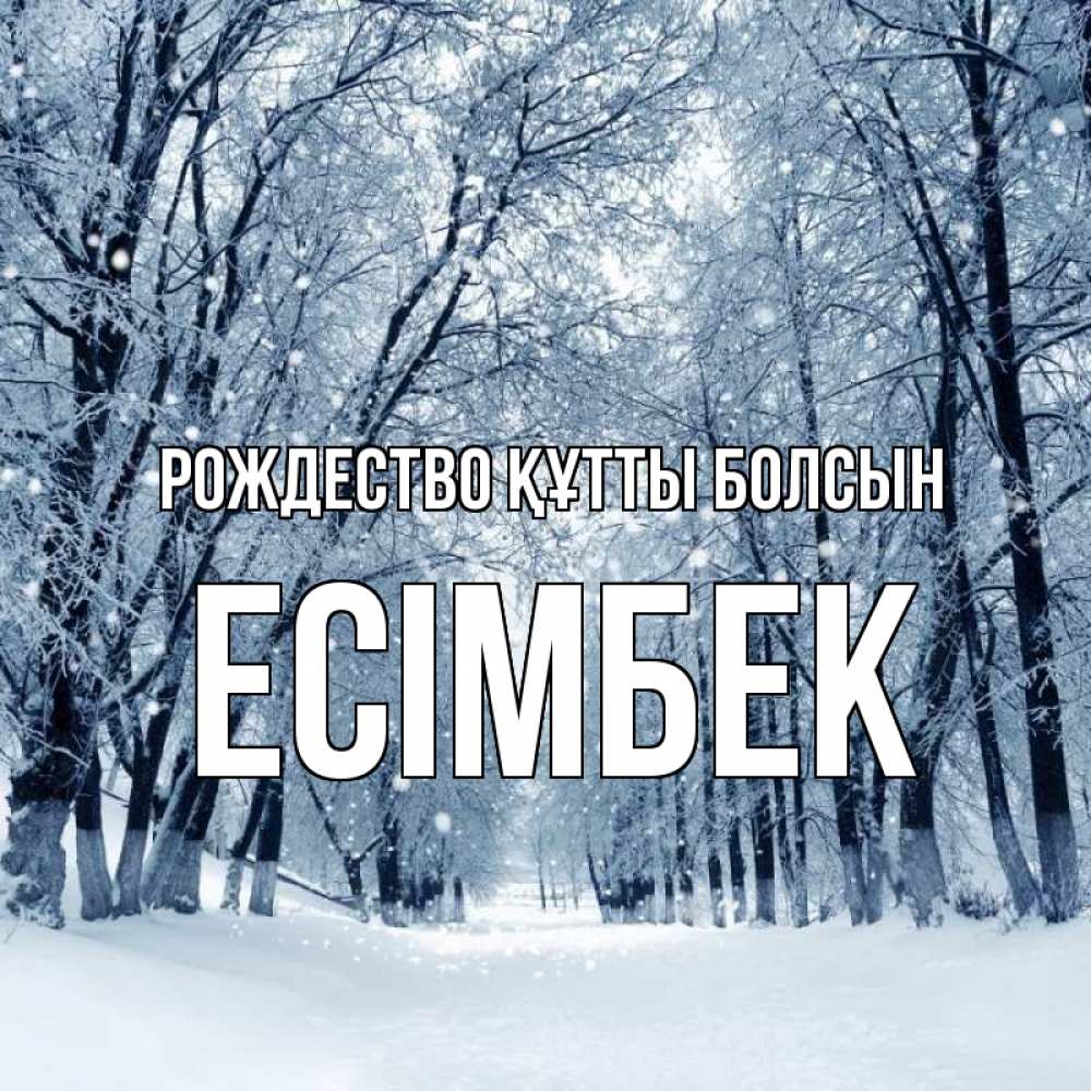 Күн сайын ашық хат с именем, Есімбек Рождество құтты болсын снег, лес, парк Онлайн тегін жүктеп алу тілектері бар керемет карта 