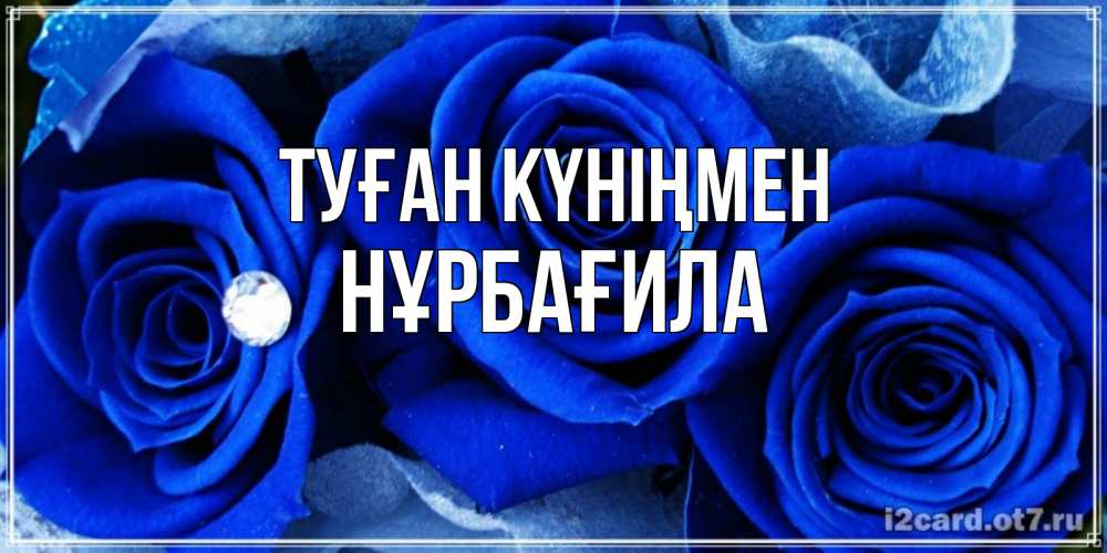Күн сайын ашық хат с именем, НҰРБАҒИЛА Туған күніңмен синие розы в росе Онлайн тегін жүктеп алу тілектері бар керемет карта 