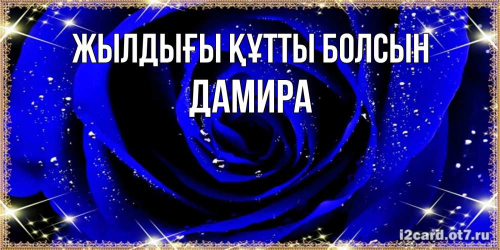 Күн сайын ашық хат с именем, ДАМИРА Жылдығы құтты болсын голубые цветы в росе Онлайн тегін жүктеп алу тілектері бар керемет карта 