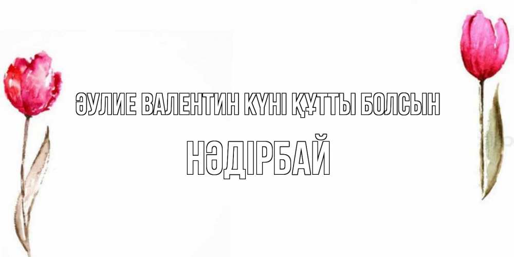 Күн сайын ашық хат с именем, НӘДІРБАЙ Әулие Валентин күні құтты болсын Открытки на день всех влюбленных с тюльпанами акварелью Онлайн тегін жүктеп алу тілектері бар керемет карта 