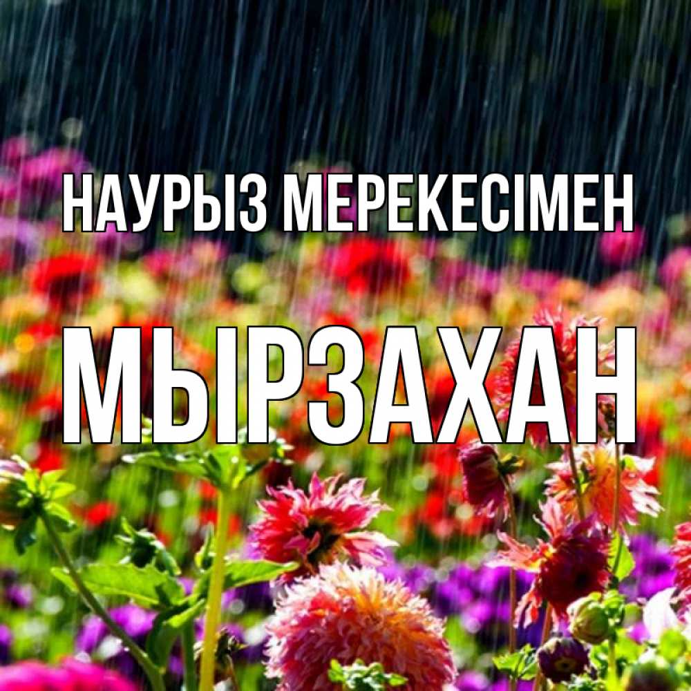 Күн сайын ашық хат с именем, Мырзахан Наурыз мерекесімен цветы под дождиком к международному женскому дню Онлайн тегін жүктеп алу тілектері бар керемет карта 
