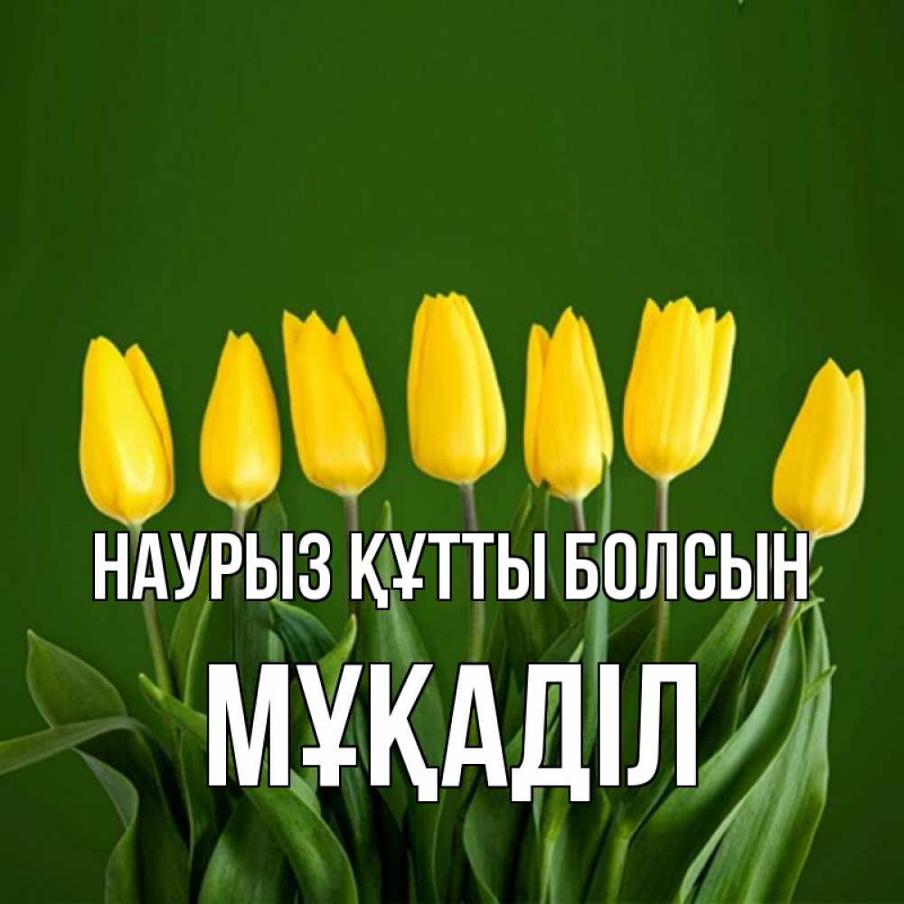 Күн сайын ашық хат с именем, МҰҚАДІЛ Наурыз құтты болсын желтого цвета 3 Онлайн тегін жүктеп алу тілектері бар керемет карта 