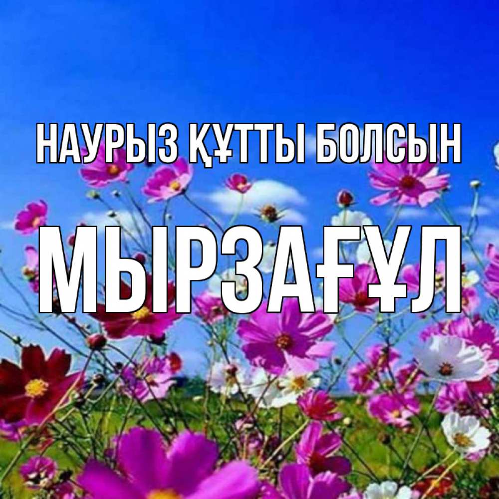 Күн сайын ашық хат с именем, Мырзағұл Наурыз құтты болсын цветы Онлайн тегін жүктеп алу тілектері бар керемет карта 