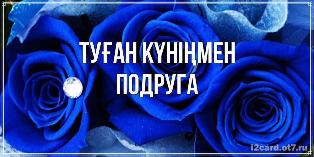 Күн сайын ашық хат с именем, Подруга Туған күніңмен синие розы в росе Онлайн тегін жүктеп алу тілектері бар керемет карта 