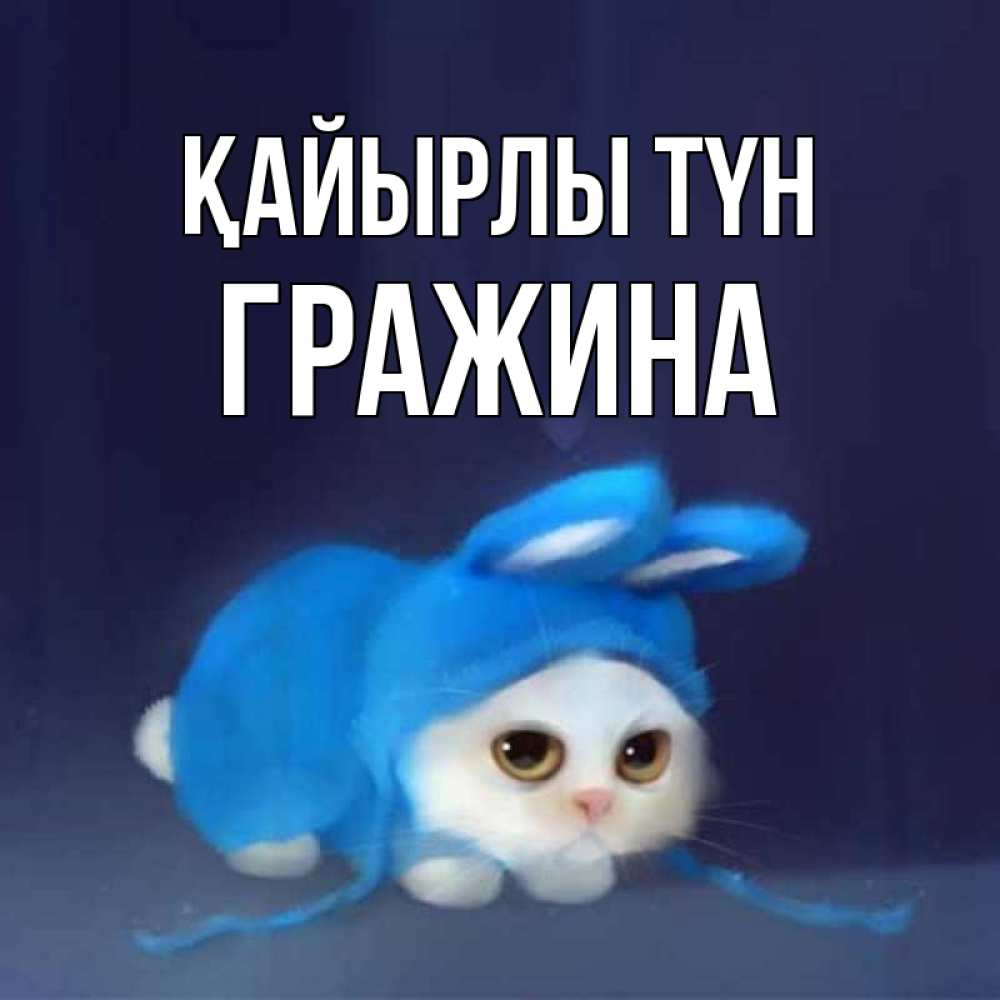 Күн сайын ашық хат с именем, Гражина Қайырлы түн кот в голубом костюме кролика с ушками Онлайн тегін жүктеп алу тілектері бар керемет карта 