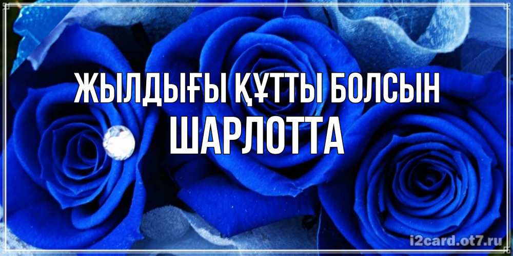 Күн сайын ашық хат с именем, Шарлотта Жылдығы құтты болсын синие розы в росе Онлайн тегін жүктеп алу тілектері бар керемет карта 