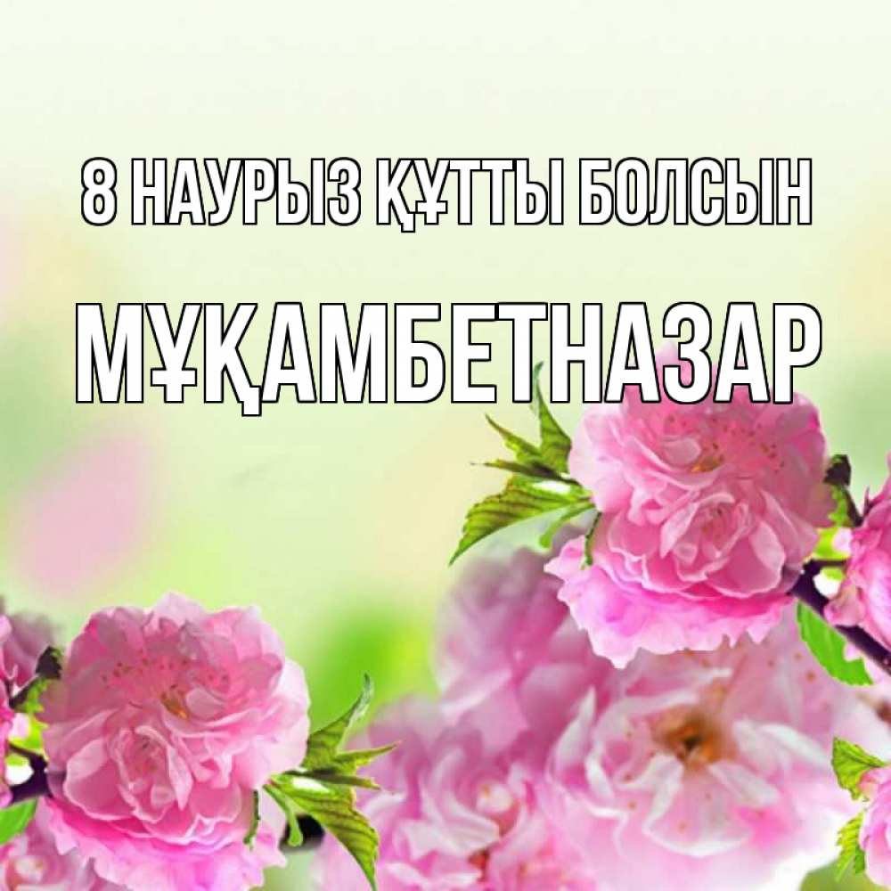 Күн сайын ашық хат с именем, Мұқамбетназар 8 наурыз құтты болсын цветы Онлайн тегін жүктеп алу тілектері бар керемет карта 