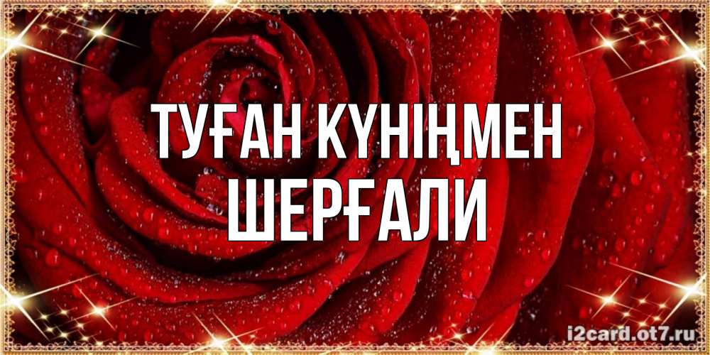 Күн сайын ашық хат с именем, ШЕРҒАЛИ Туған күніңмен роса на розе блестящая в лучах солнца Онлайн тегін жүктеп алу тілектері бар керемет карта 