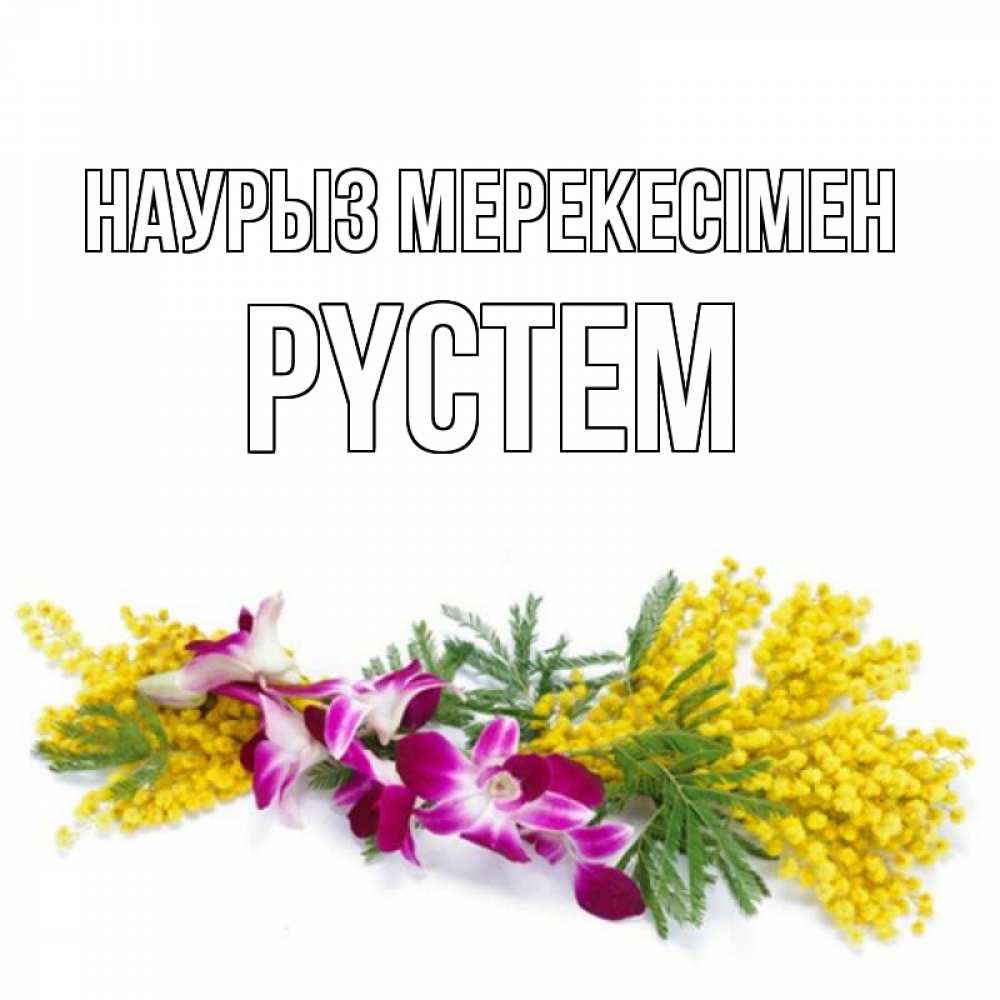 Күн сайын ашық хат с именем, РҮСТЕМ Наурыз мерекесімен открытка на международный женский день с цветами  1 Онлайн тегін жүктеп алу тілектері бар керемет карта 