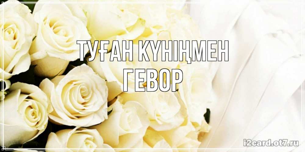 Күн сайын ашық хат с именем, Гевор Туған күніңмен белые розы в букете Онлайн тегін жүктеп алу тілектері бар керемет карта 