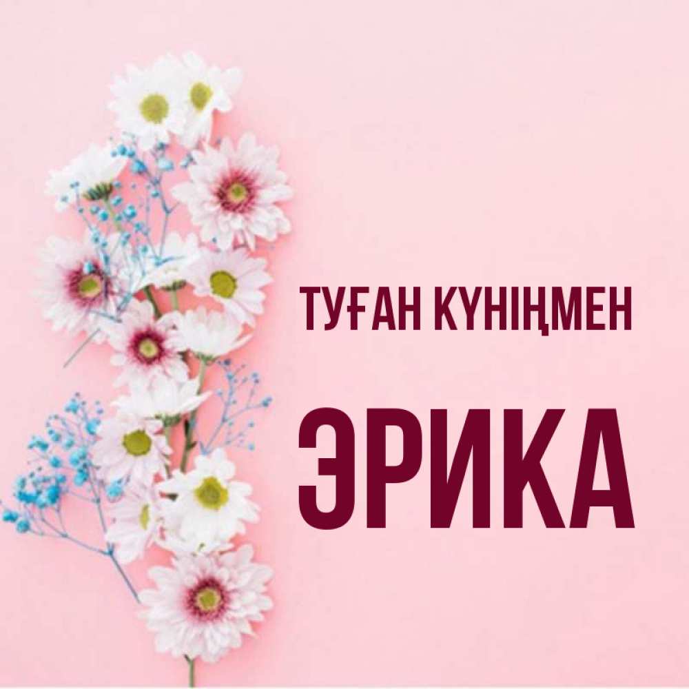 Күн сайын ашық хат с именем, Эрика Туған күніңмен Родная моя с днем рождения тебя картинка с цветами белыми и голубыми Онлайн тегін жүктеп алу тілектері бар керемет карта 