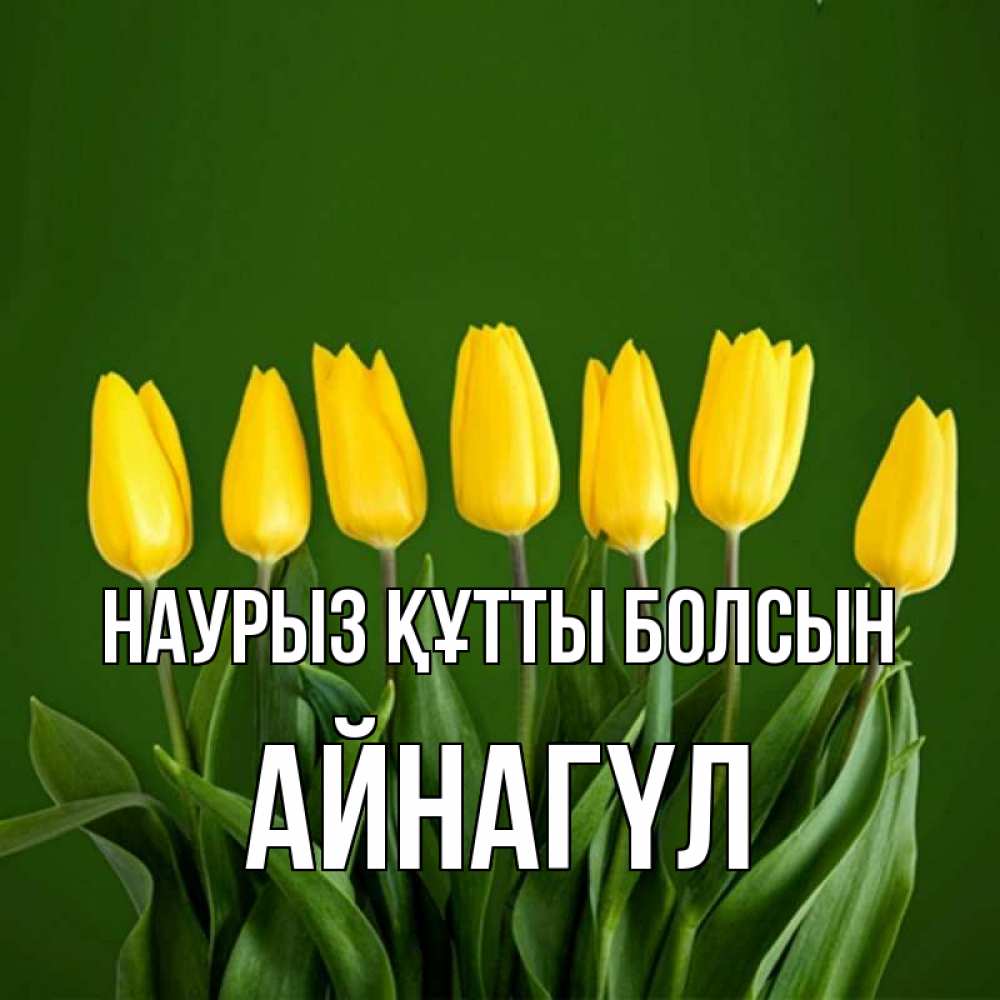 Күн сайын ашық хат с именем, АЙНАГҮЛ Наурыз құтты болсын желтого цвета 3 Онлайн тегін жүктеп алу тілектері бар керемет карта 
