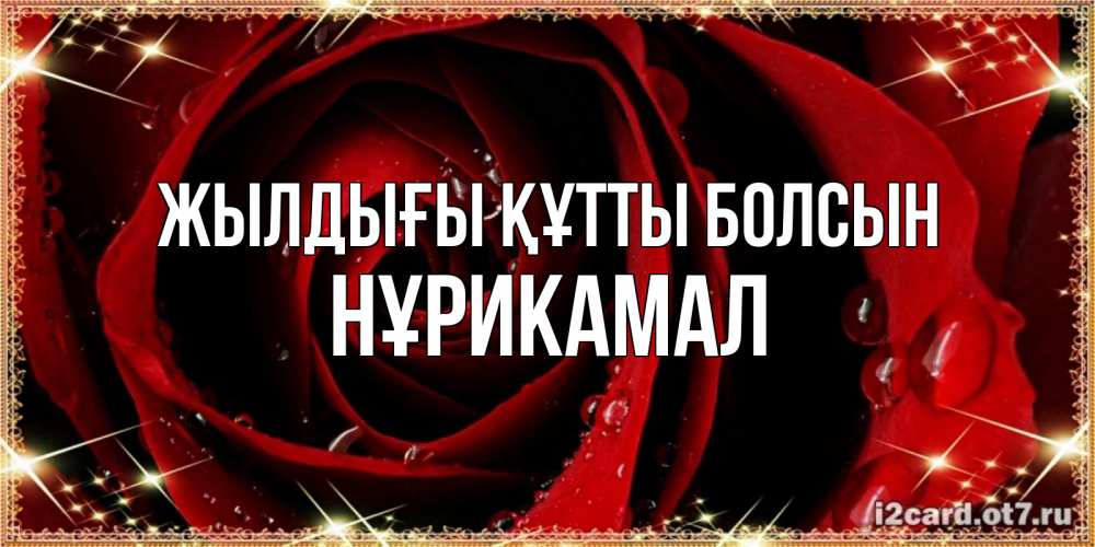 Күн сайын ашық хат с именем, НҰРИКАМАЛ Жылдығы құтты болсын цветок в росе на день рождения Онлайн тегін жүктеп алу тілектері бар керемет карта 
