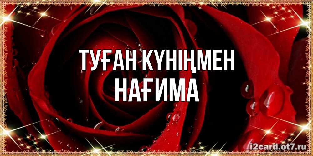 Күн сайын ашық хат с именем, НАҒИМА Туған күніңмен цветок в росе на день рождения Онлайн тегін жүктеп алу тілектері бар керемет карта 