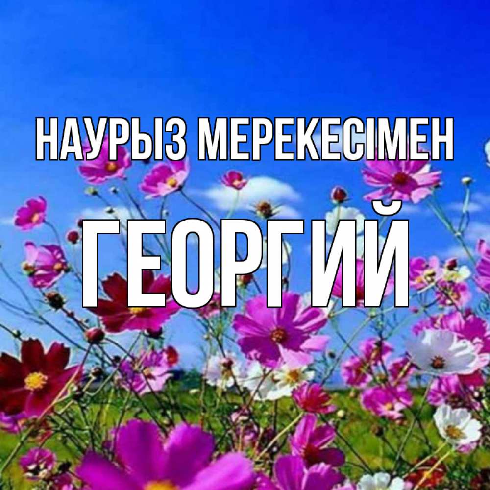 Күн сайын ашық хат с именем, Георгий Наурыз мерекесімен цветы Онлайн тегін жүктеп алу тілектері бар керемет карта 