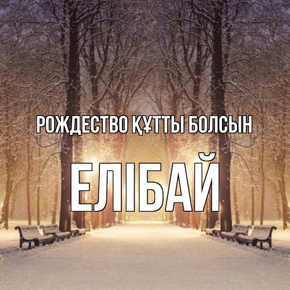 Күн сайын ашық хат с именем, Елібай Рождество құтты болсын зима, парк, фонарь, лес Онлайн тегін жүктеп алу тілектері бар керемет карта 