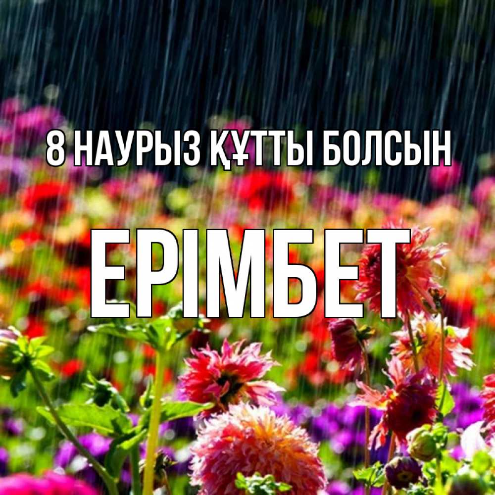 Күн сайын ашық хат с именем, Ерімбет 8 наурыз құтты болсын цветы под дождиком к международному женскому дню Онлайн тегін жүктеп алу тілектері бар керемет карта 