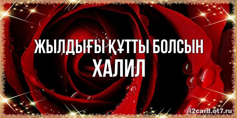 Күн сайын ашық хат с именем, ХАЛИЛ Жылдығы құтты болсын цветок в росе на день рождения Онлайн тегін жүктеп алу тілектері бар керемет карта 