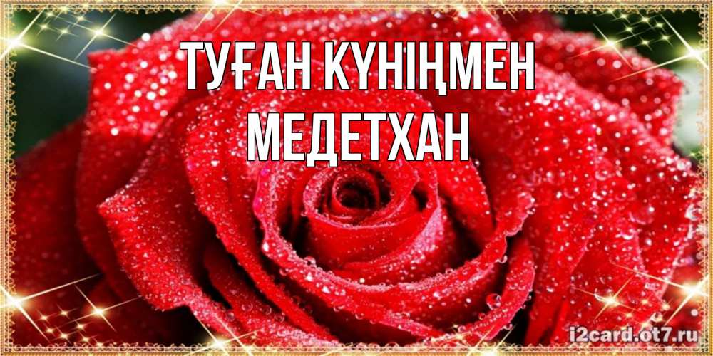 Күн сайын ашық хат с именем, МЕДЕТХАН Туған күніңмен роса и роза. открытка с красивой розой Онлайн тегін жүктеп алу тілектері бар керемет карта 