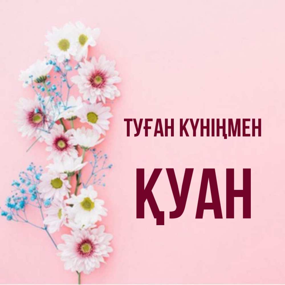 Күн сайын ашық хат с именем, ҚУАН Туған күніңмен Родная моя с днем рождения тебя картинка с цветами белыми и голубыми Онлайн тегін жүктеп алу тілектері бар керемет карта 
