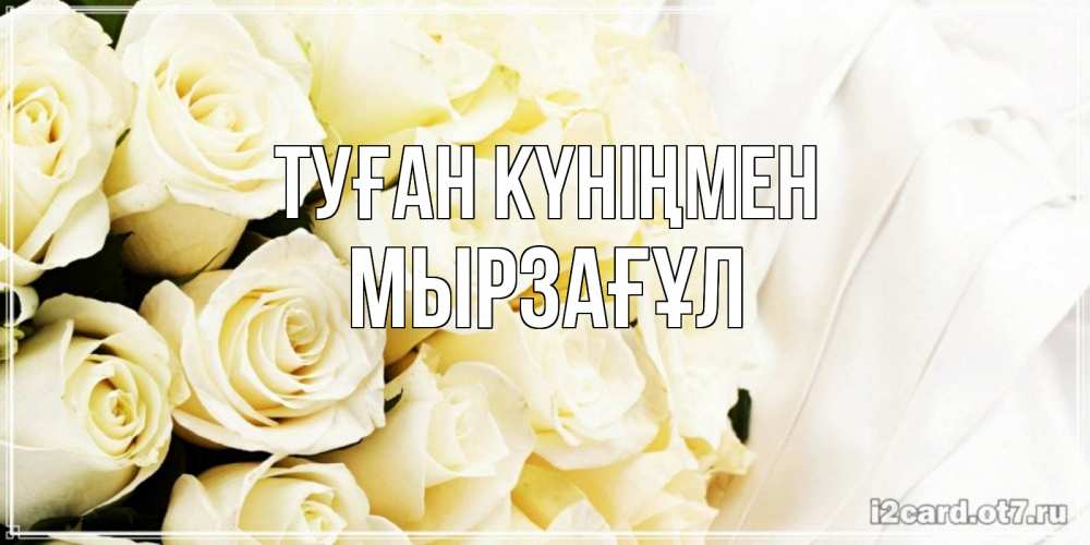 Күн сайын ашық хат с именем, Мырзағұл Туған күніңмен белые розы в букете Онлайн тегін жүктеп алу тілектері бар керемет карта 